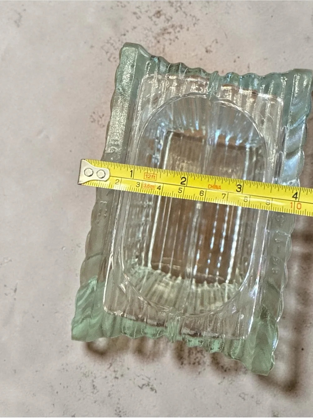 Vintage West German Glass Block Vase MCM Brutalist Bauhaus Art Deco Clear